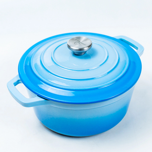 Casserole en fonte à revêtement émaillé bleu rond à induction de 5,3 pintes